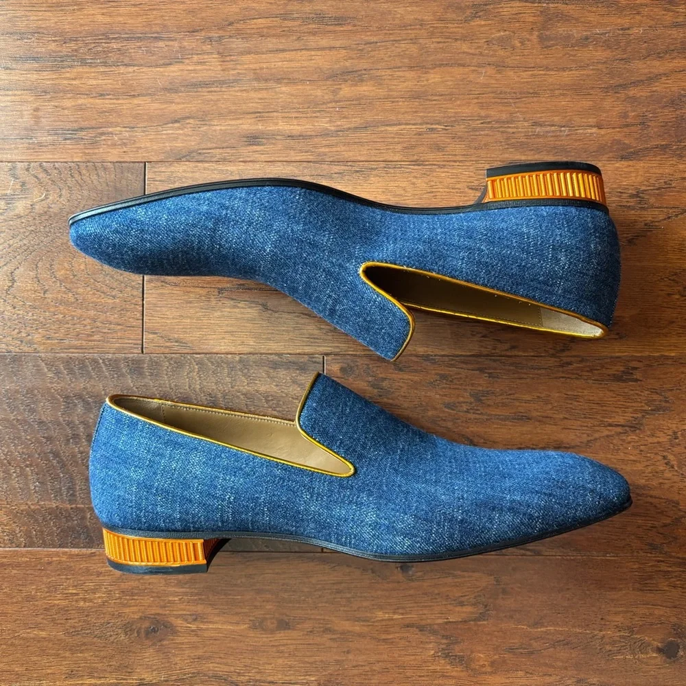 Christian Louboutin Colonnaki Denim Loafers Red Sole | Size EU 43 | NIB